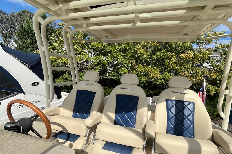 Slide: The Image of 2016 Chris-Craft Launch 36 boat with luxurious seating and elegant design. - 18