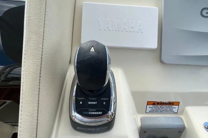 Slide: The Image of Control panel of a 2016 Chris-Craft Launch 36 with Yamaha throttle. - 37