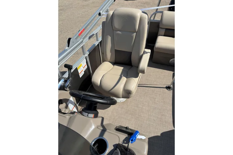 Slide: The Image of 2022 Sun Tracker Party Barge 20 DLX captain's chair and steering console. - 15