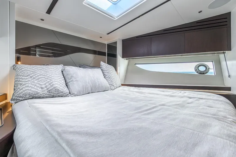 Slide: The Image of Luxurious bedroom interior of 2021 Sunseeker 60 Evo yacht with modern design. - 32