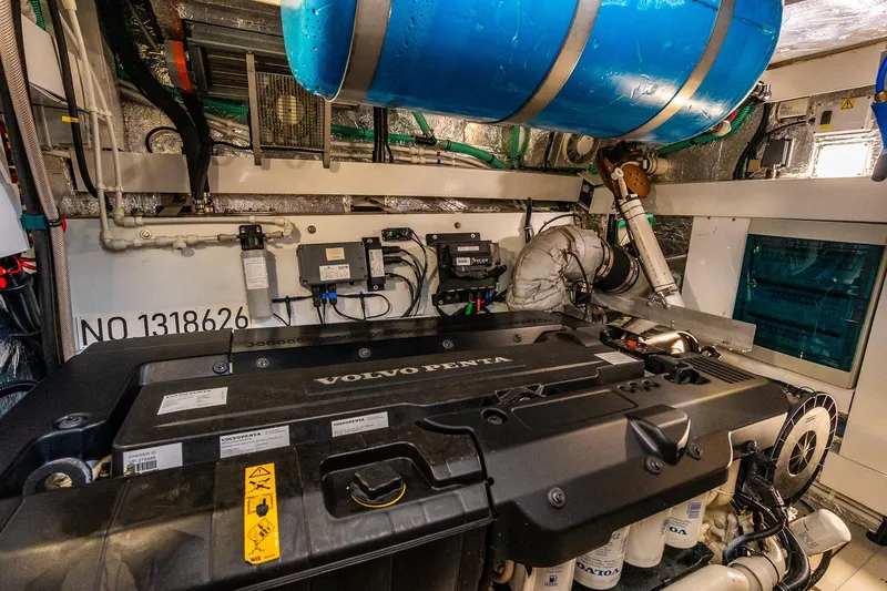 Slide: The Image of Engine room of 2021 Sunseeker 60 Evo yacht with Volvo Penta engine. - 78
