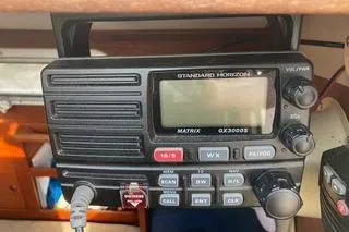 Slide: The Image of Standard Horizon GX2000S radio on 1985 Tartan 28 Piper boat dashboard. - 4