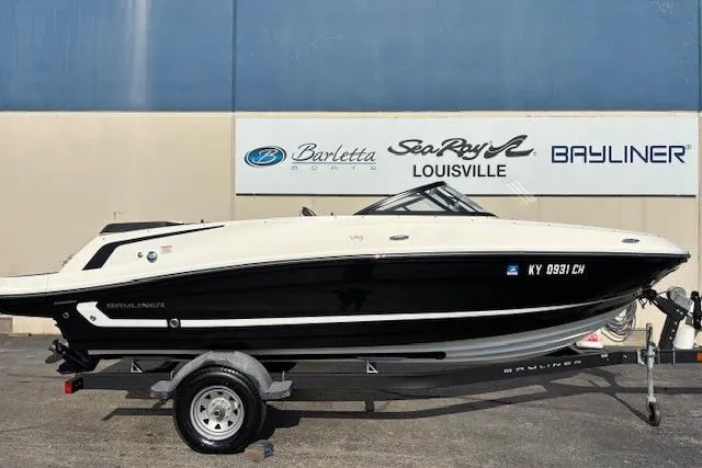 Slide: The Image of 2021 Bayliner VR5 Bowrider I/O on trailer at dealership in Louisville. - 3