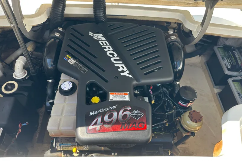 Slide: The Image of 2005 Formula 260 Bowrider engine compartment with MerCruiser 496 MAG engine. - 16