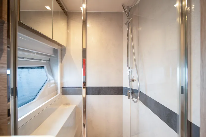Slide: The Image of Luxurious bathroom interior of 2019 Filippetti S55 yacht with modern shower design. - 17