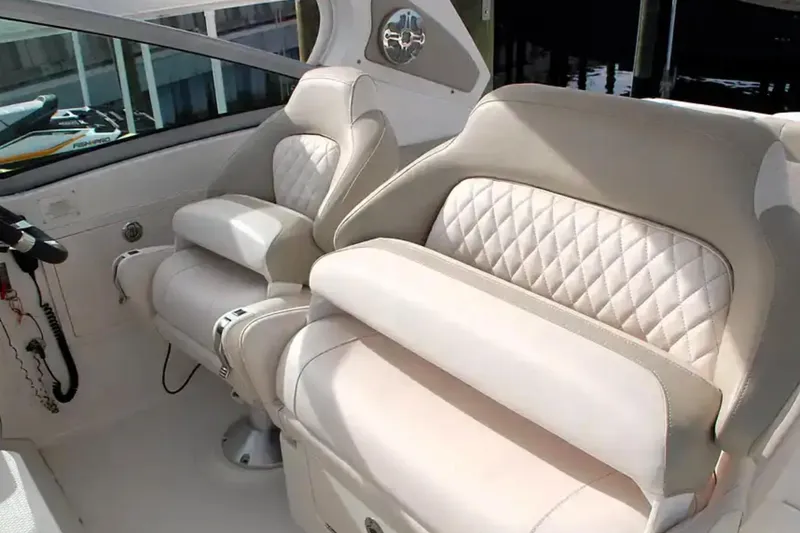 Slide: The Image of Luxurious seating in 2017 Chaparral 310 Signature boat with quilted upholstery. - 18