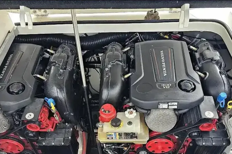Slide: The Image of Engine compartment of 2017 Chaparral 310 Signature with Volvo Penta 300 V8 engines. - 42
