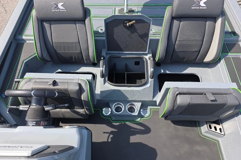 Slide: The Image of Interior of 2026 Xpress XR21 boat with seating and storage compartments. - 20