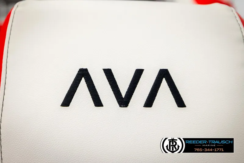 Slide: The Image of Close-up of Avalon LSZ Vrl 2026 logo on white surface, featuring Reeder-Trausch Marine branding. - 42