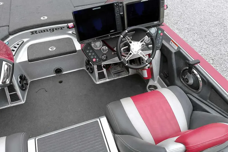Slide: The Image of 2015 Ranger Z521C Ranger Cup Equipped boat interior with dual screens and steering wheel. - 33