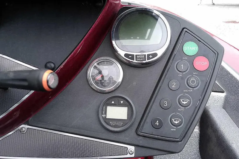 Slide: The Image of Control panel of 2015 Ranger Z521C Ranger Cup Equipped boat with gauges and buttons. - 37