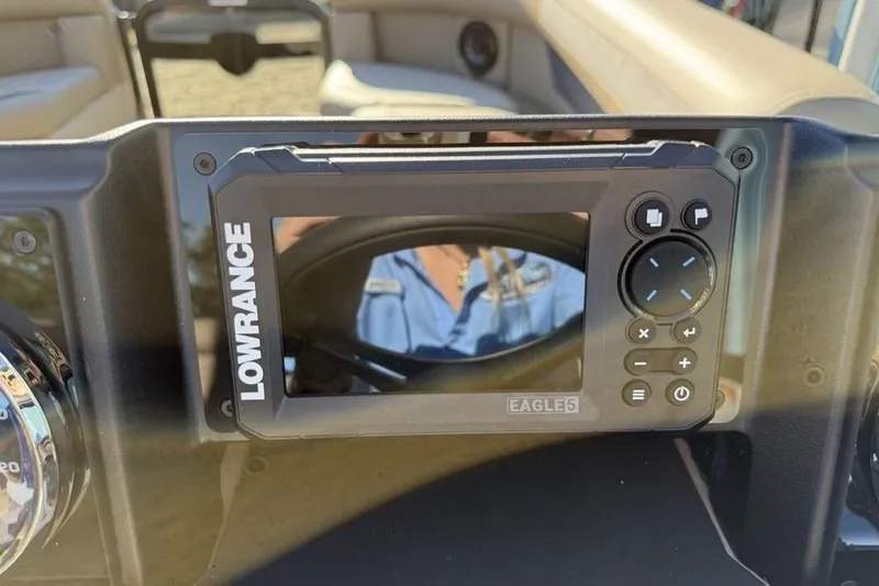 Slide: The Image of Lowrance Eagle 5 display on 2026 Premier 220 Sunscape RF XLC boat dashboard. - 18