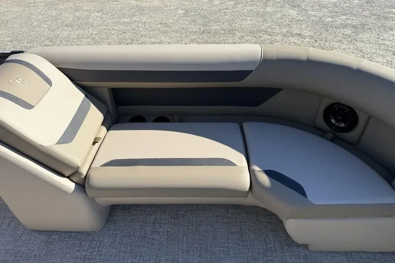 Slide: The Image of Luxurious seating on 2026 Premier 220 Sunscape RF XLC pontoon boat, featuring elegant design. - 4
