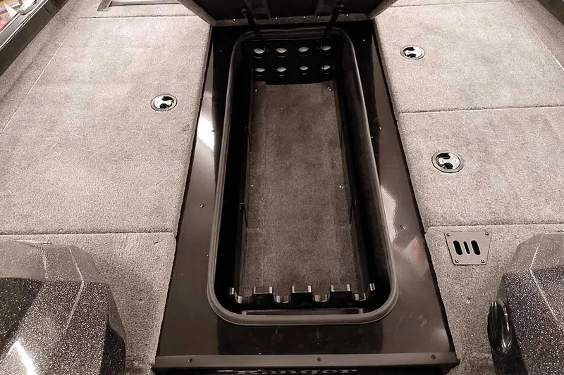 Slide: The Image of 2026 Ranger RT188P boat interior with open storage compartment. - 10