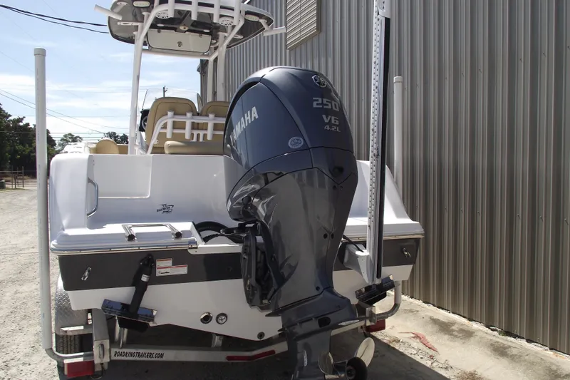 Slide: The Image of 2022 Sportsman Open 232 Center Console boat with Yamaha 250 V6 engine. - 3