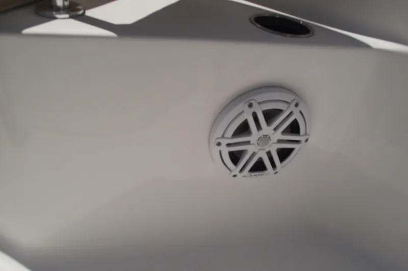 Slide: The Image of 2022 Sportsman Open 232 Center Console boat speaker detail. - 38