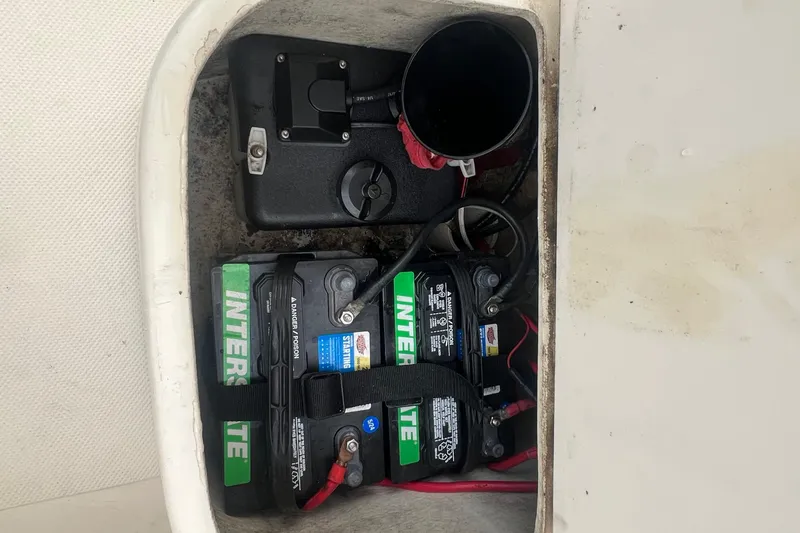 Slide: The Image of Battery compartment of 2018 Seaway 21 Seafarer Cuddy with Interstate batteries. - 7