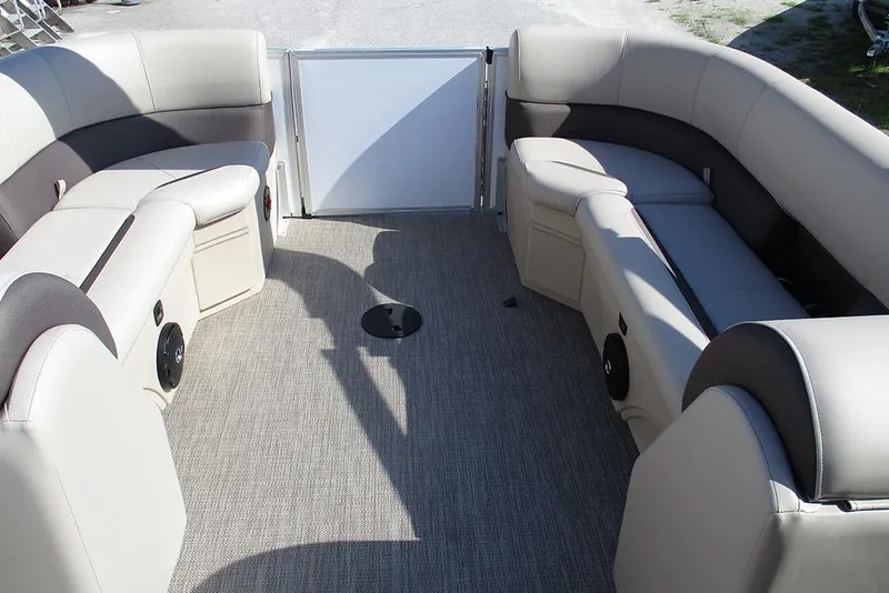 Slide: The Image of 2026 Bentley Pontoons 243 Fish CWT interior with spacious seating and modern design. - 24