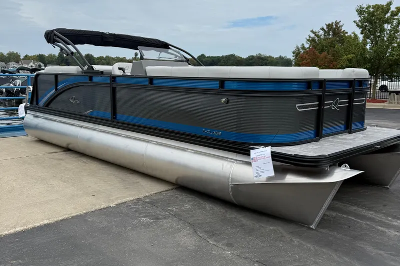 The Image of 2026 Qwest E-CLASS 22 RLS pontoon boat with sleek design and modern features. - 1