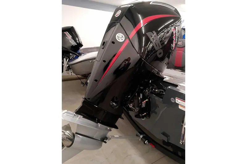 Slide: The Image of 2026 Ranger VX1988 WT boat with powerful black and red outboard motor. - 3