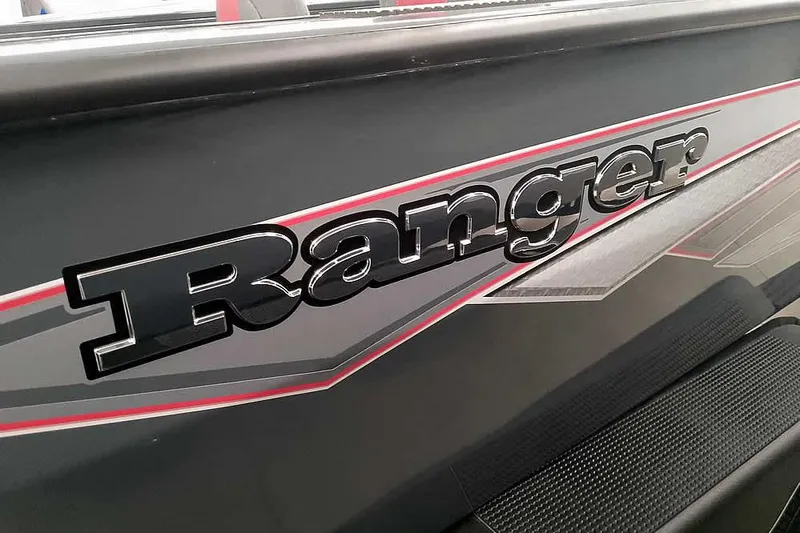 Slide: The Image of 2026 Ranger VX1988 WT boat logo with sleek black and red design. - 5