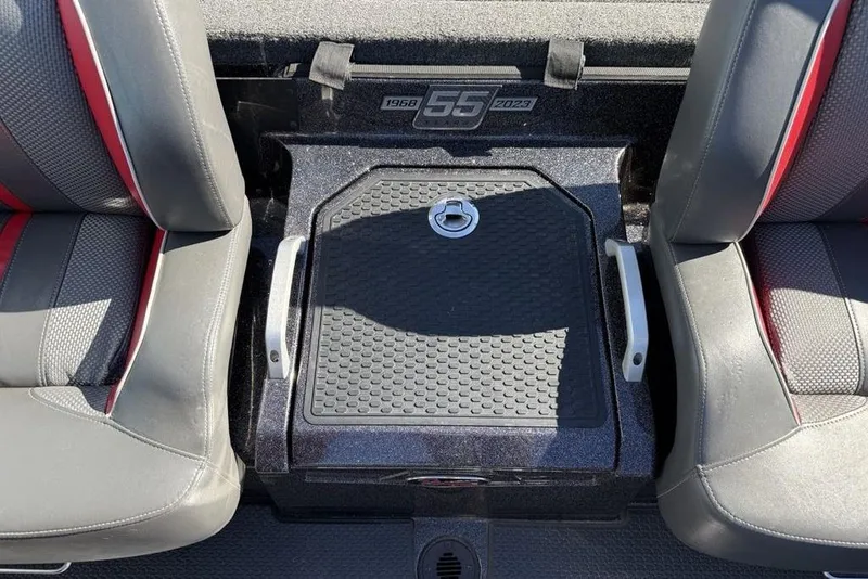 Slide: The Image of 2023 Ranger Z520R Ranger Cup Equipped boat interior with dual seats and storage compartment. - 23
