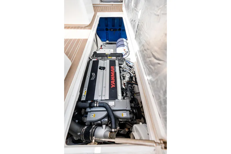 Slide: The Image of Engine compartment of 2025 Makai M37 featuring a Yanmar engine. - 50