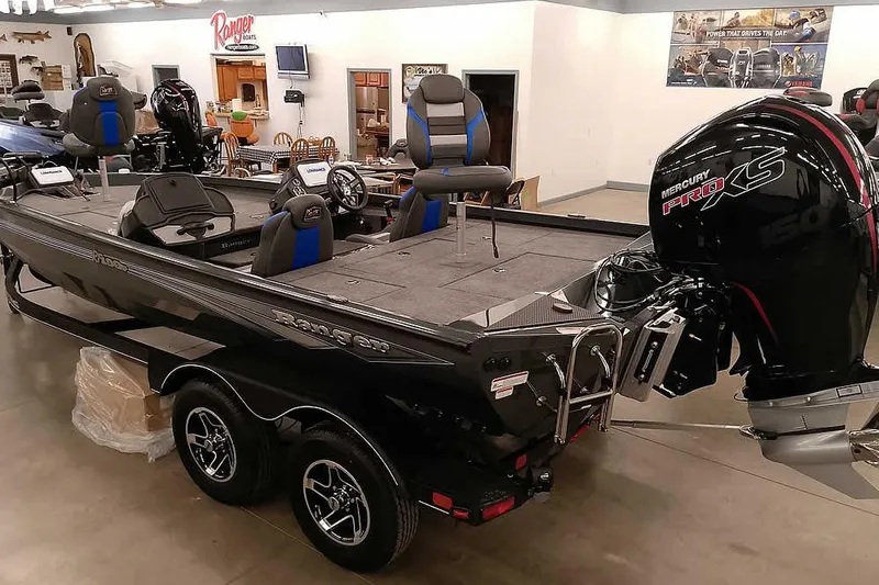 Slide: The Image of 2026 Ranger RT198P Fishing Package with Mercury Pro XS engine in showroom. - 33