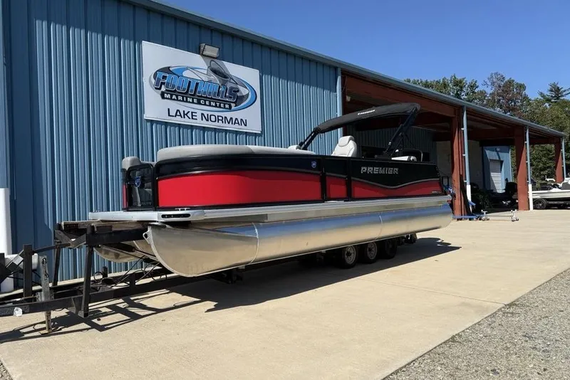 Slide: The Image of 2026 Premier 220 SUNSCAPE RL pontoon boat at Foothills Marine Center, Lake Norman. - 5
