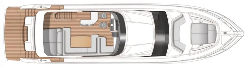 Slide: The Image of Top view layout of 2019 Princess F70 yacht, showcasing deck and seating arrangement. - 27