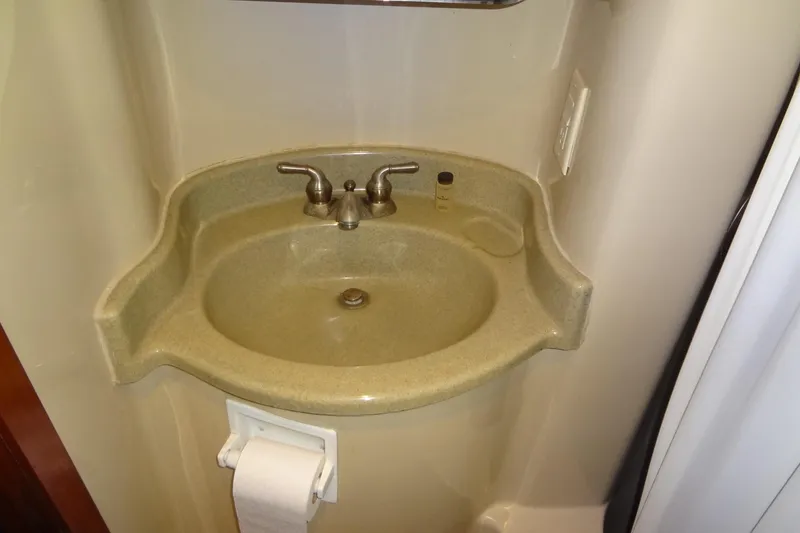 Slide: The Image of 2008 Bluewater 5200 Signature Edition bathroom sink with faucet and toilet paper holder. - 54