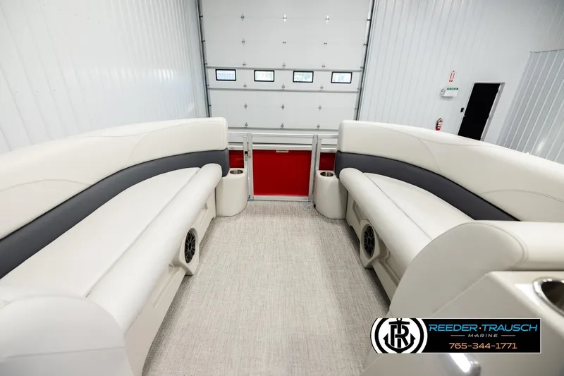 Slide: The Image of Interior of 2026 Avalon VLS QL boat with plush seating and modern design. - 19