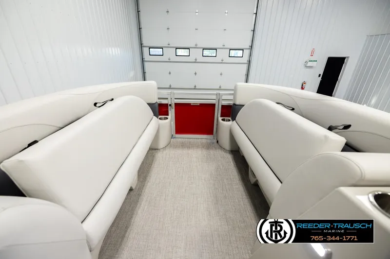 Slide: The Image of Interior of 2026 Avalon VLS QL boat with white seating and modern design. - 20