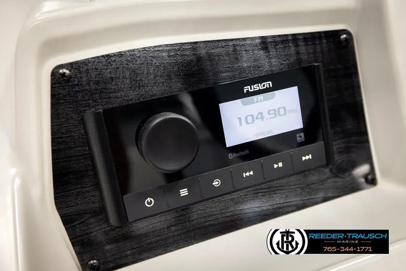Slide: The Image of Fusion radio display in 2026 Avalon VLS QL boat, showing FM 104.90 MHz. - 30