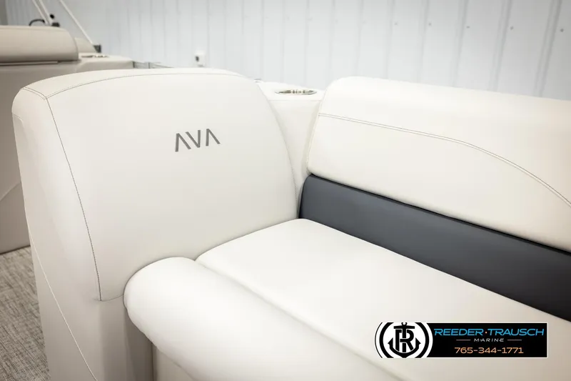 Slide: The Image of Luxurious seating in 2026 Avalon VLS QL boat, featuring elegant white upholstery. - 36