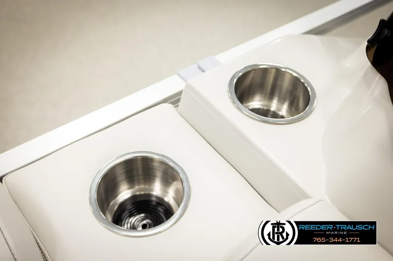 Slide: The Image of Cup holders on 2026 Avalon VLS QL boat, featuring sleek stainless steel design. - 42