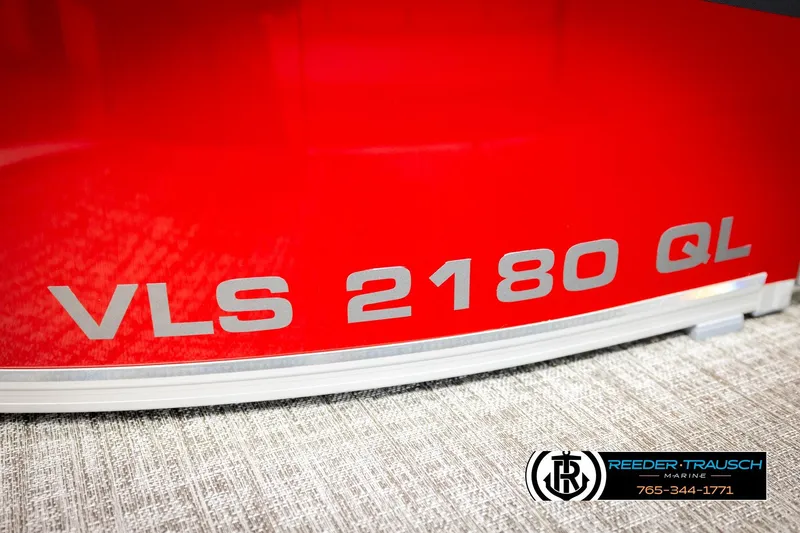 Slide: The Image of Red Avalon VLS 2180 QL boat, 2026 model, with Reeder-Trausch Marine logo. - 44