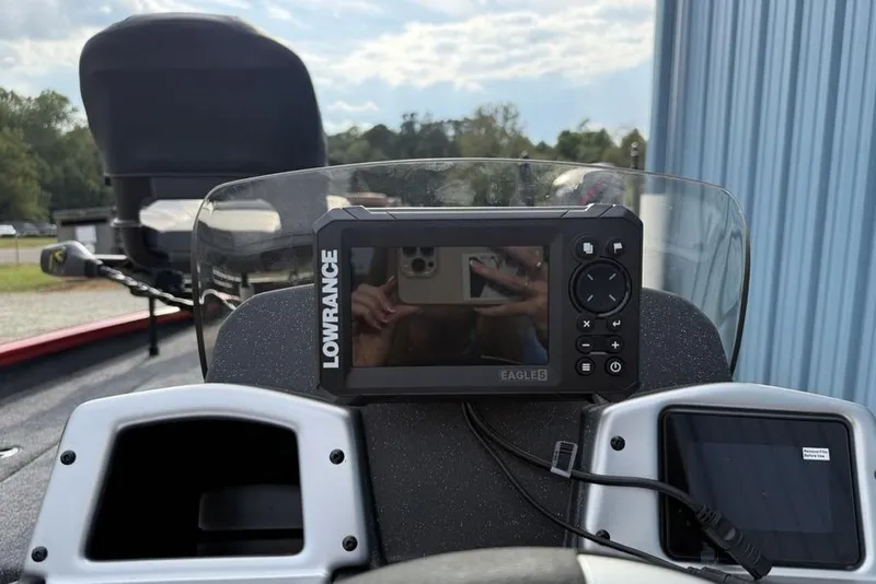 Slide: The Image of 2026 Tracker Pro Team 175 boat dashboard with Lowrance fish finder. - 13
