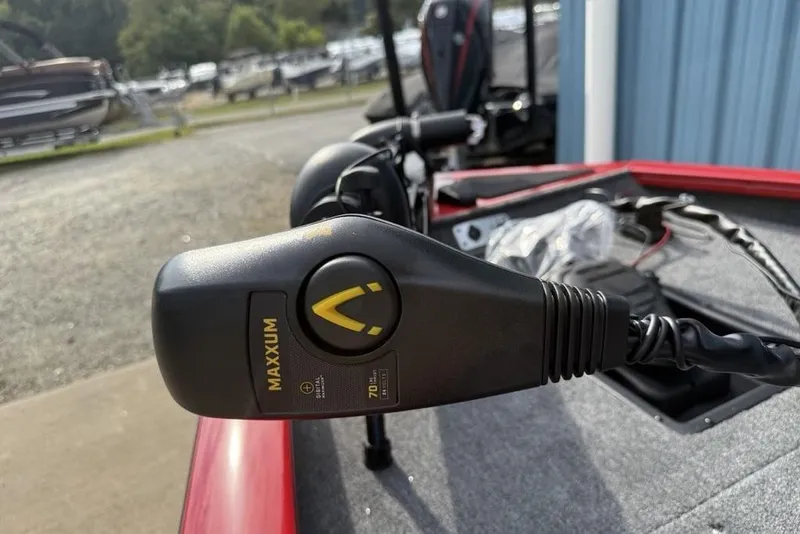 Slide: The Image of Close-up of Maxxum trolling motor on 2026 Tracker Pro Team 175 boat. - 7