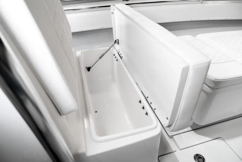 Slide: The Image of Contender 28 Tournament 2026 boat storage compartment with open lid, showcasing interior space. - 8