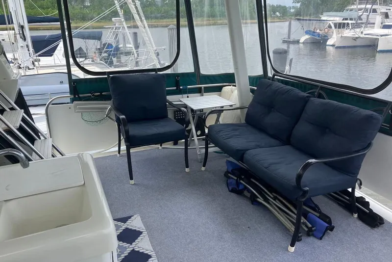 Slide: The Image of Control panel of a 1994 Silverton 41 Aft Cabin boat with navigation instruments. - 4