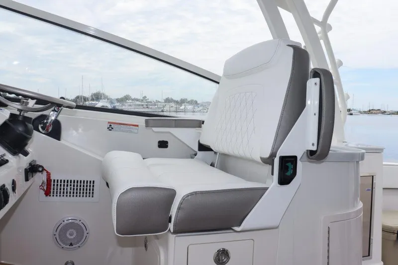 Slide: The Image of Luxury seating on 2026 World Cat 325DC boat, featuring modern design and comfort. - 20