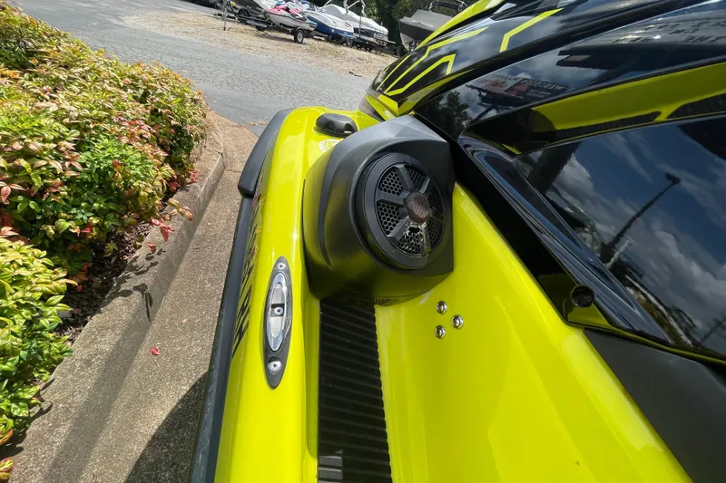 Slide: The Image of 2021 Yamaha WaveRunner VX Cruiser HO with vibrant yellow detailing and speaker system. - 3