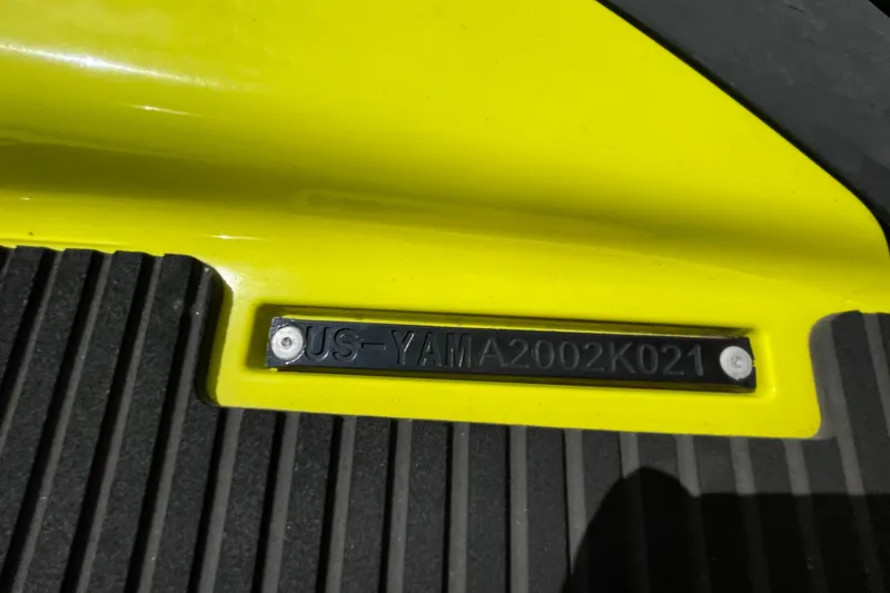 Slide: The Image of 2021 Yamaha WaveRunner VX Cruiser HO identification plate on yellow body. - 7
