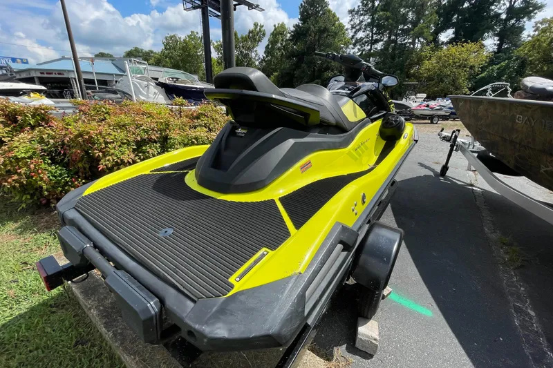 Slide: The Image of 2021 Yamaha WaveRunner VX Cruiser HO in vibrant yellow on a trailer. - 8