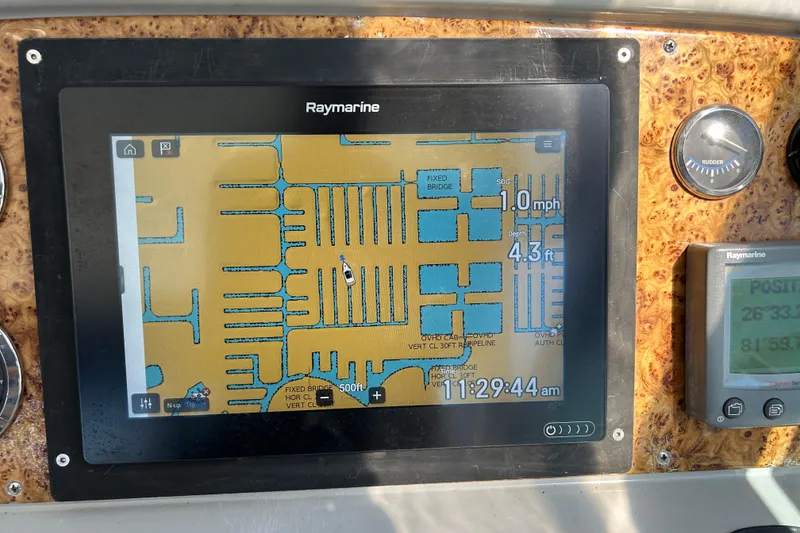 Slide: The Image of Control panel of 2008 Formula 34 Performance Cruiser with Raymarine display and gauges. - 71