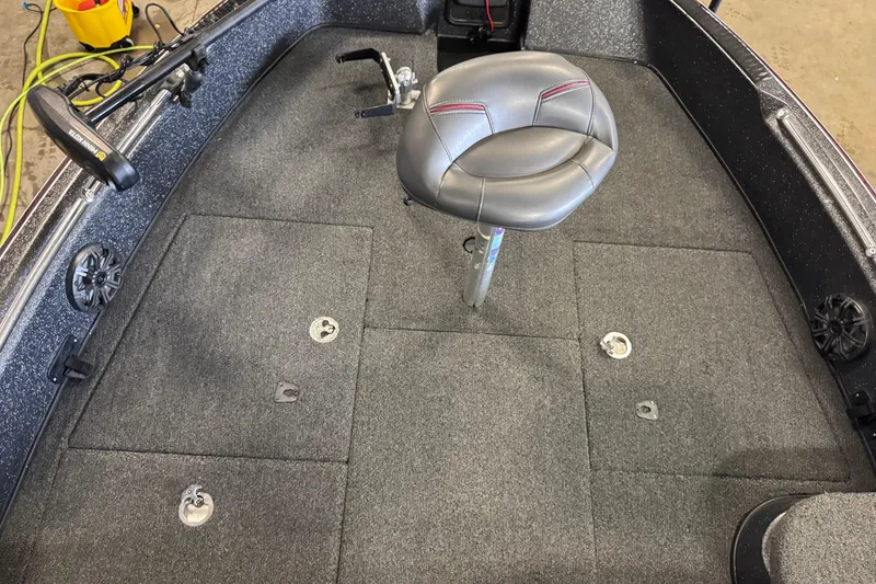 Slide: The Image of 2022 Nitro ZV21 Pro boat interior with gray seat and carpeted deck. - 14