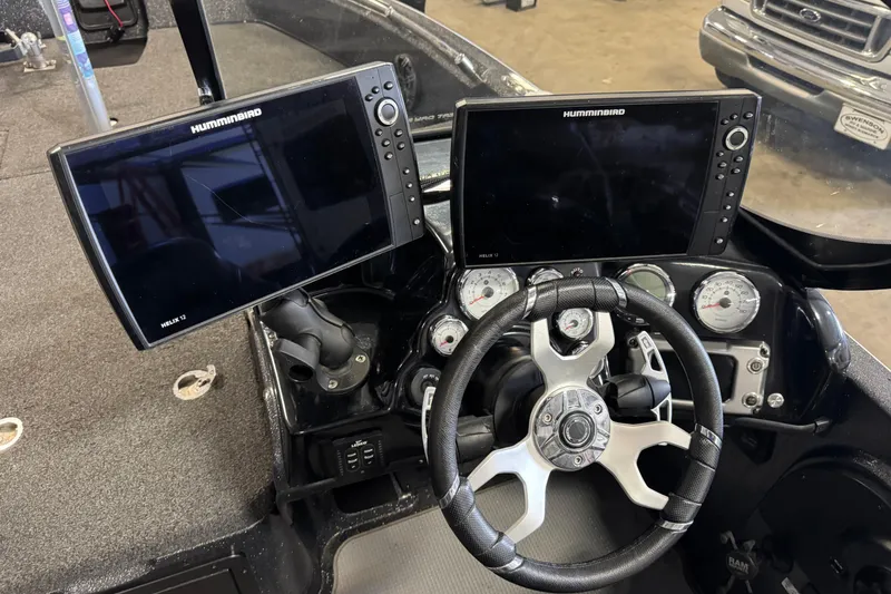 Slide: The Image of Steering console of 2022 Nitro ZV21 Pro with dual Humminbird Helix displays. - 9