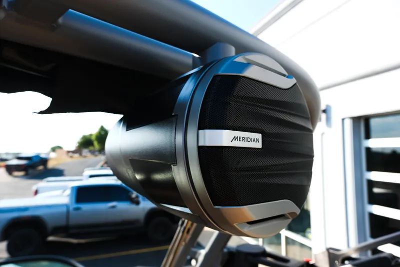 Slide: The Image of Meridian speaker on 2026 MasterCraft NXT24 boat, showcasing premium audio system. - 25