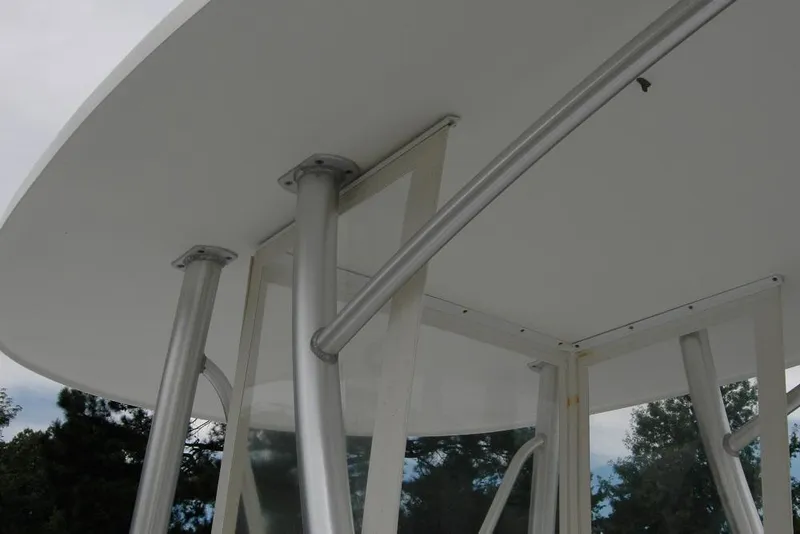 Slide: The Image of Close-up of 2013 Composite Yacht 26's aluminum support structure and canopy. - 16